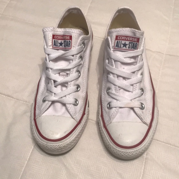 white converse with red trim